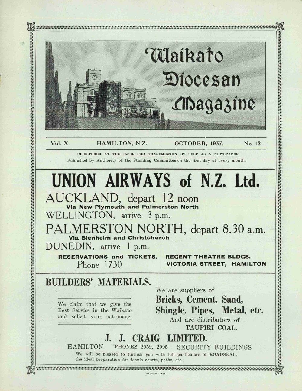 Waikato Diocesan Magazine 1937