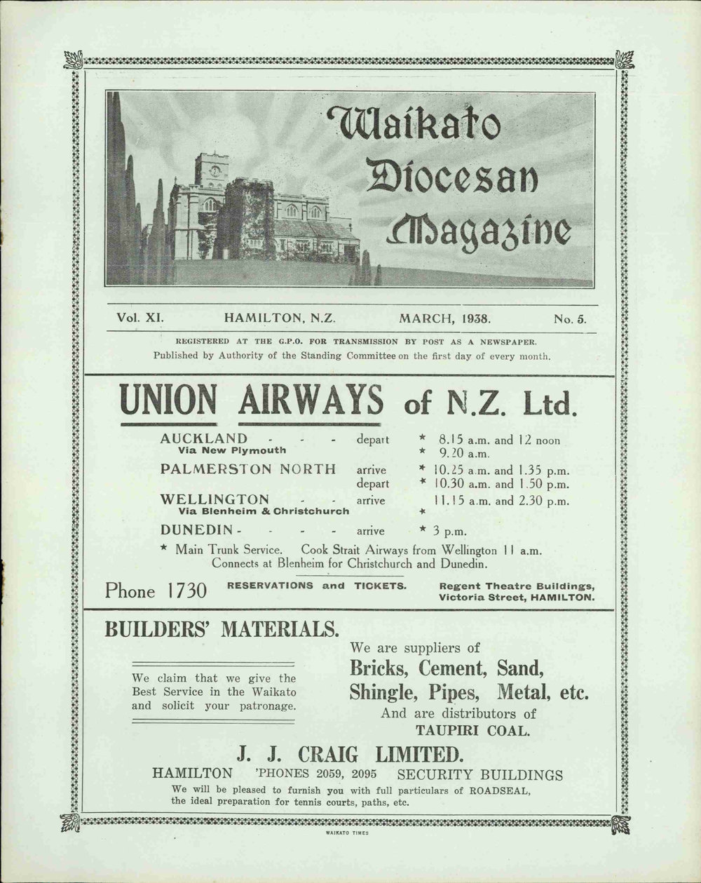 Waikato Diocesan Magazine March 1938