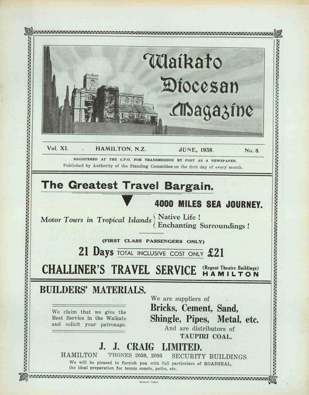 Waikato Diocesan Magazine June 1938