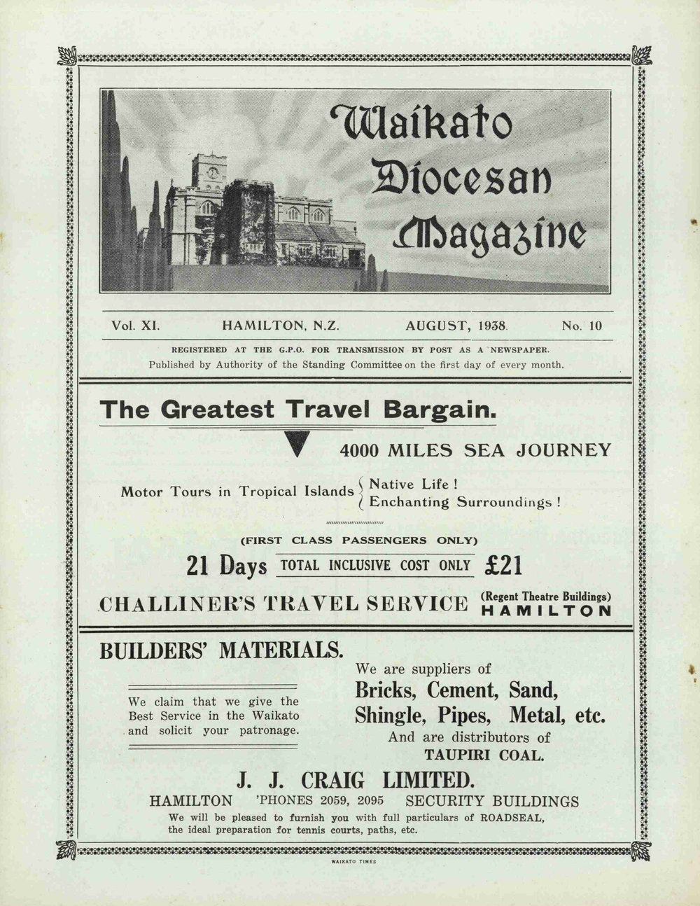 Waikato Diocesan Magazine August 1938