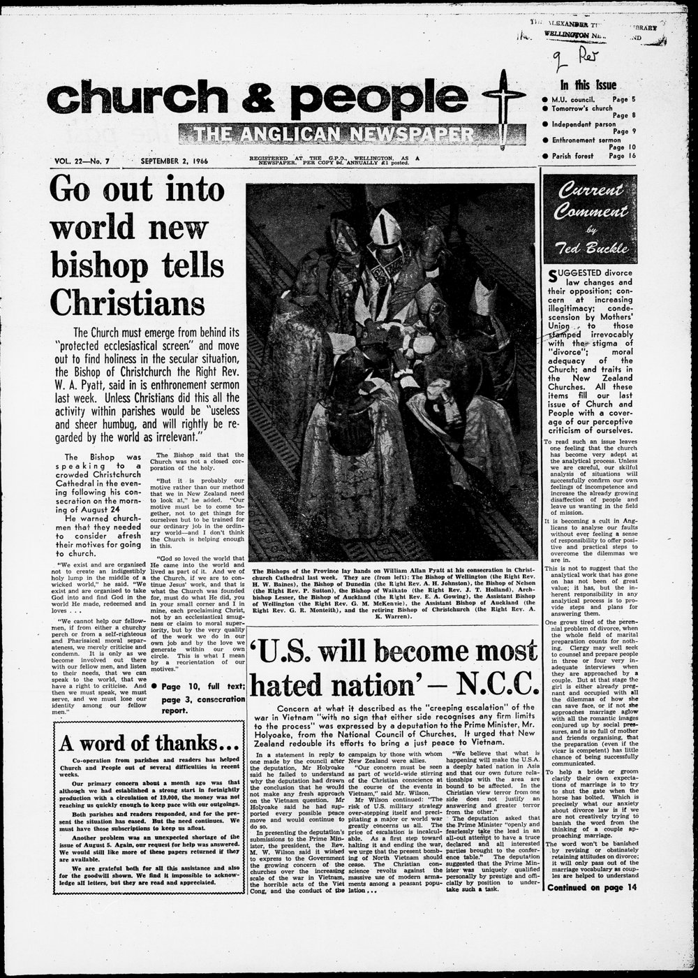 Church &amp; People: 2nd September 1966