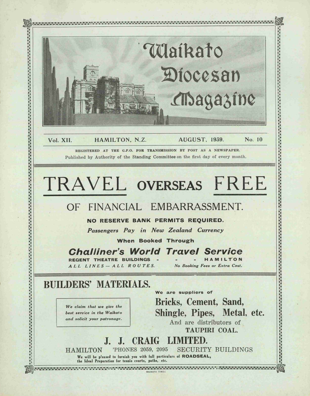 Waikato Diocesan Magazine July 1939
