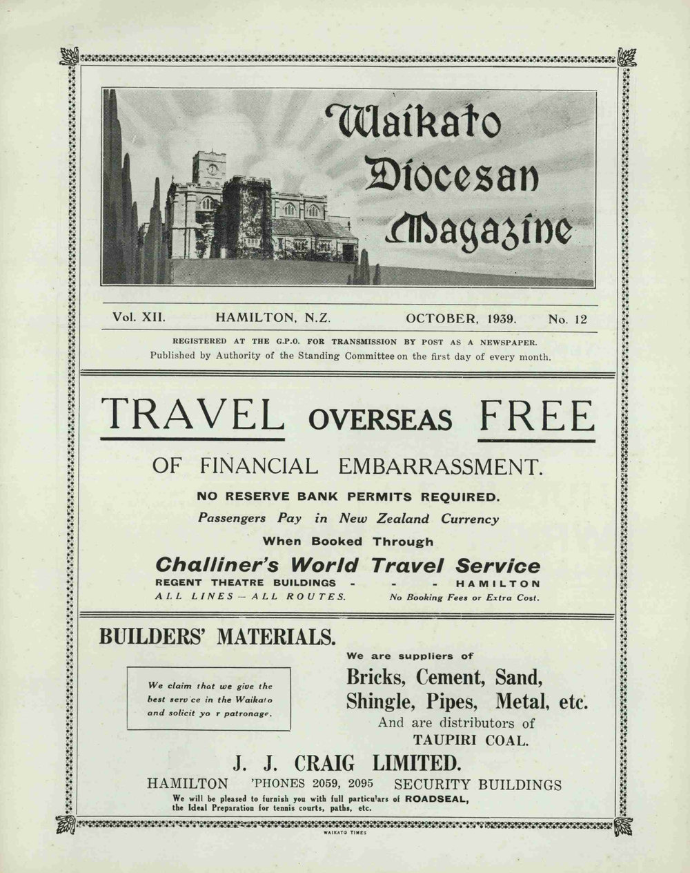 Waikato Diocesan Magazine October 1939