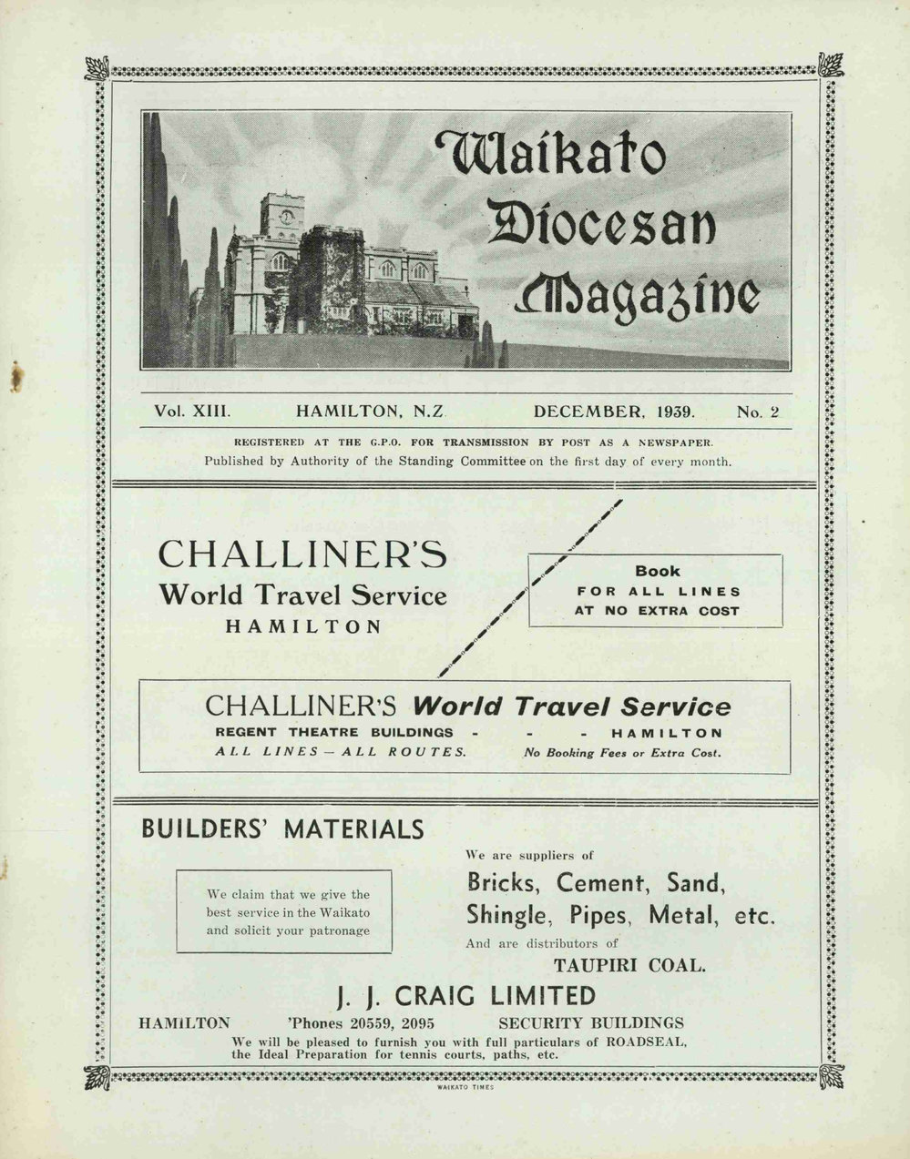 Waikato Diocesan Magazine December 1939