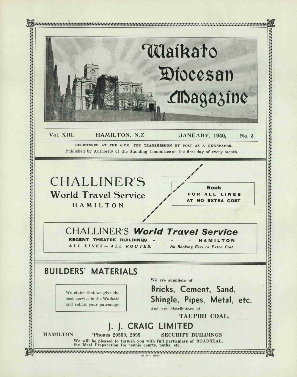 Waikato Diocesan Magazine January 1940
