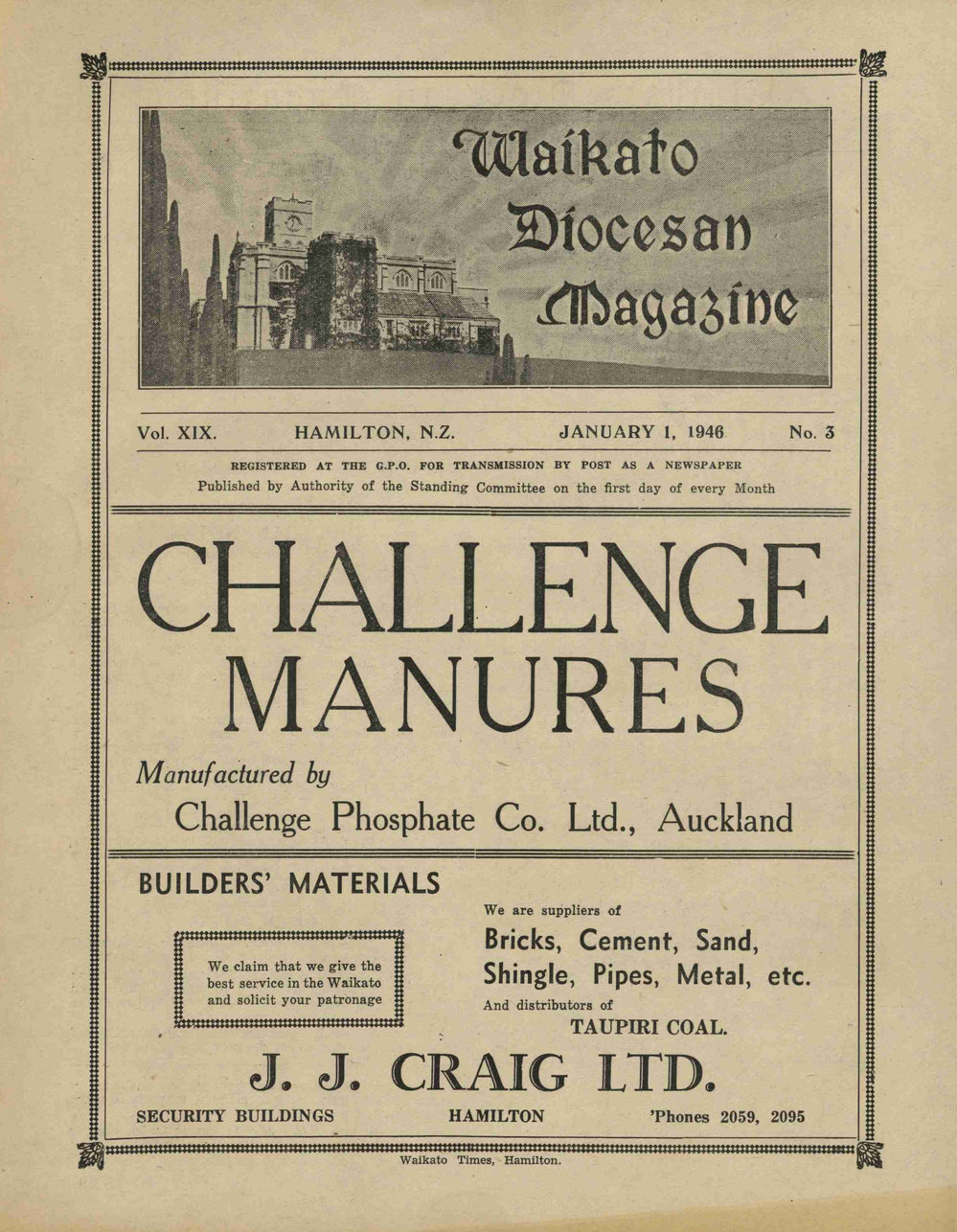 Waikato Diocesan Magazine January 1946