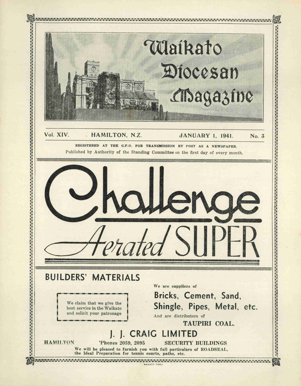 Waikato Diocesan Magazine January 1941