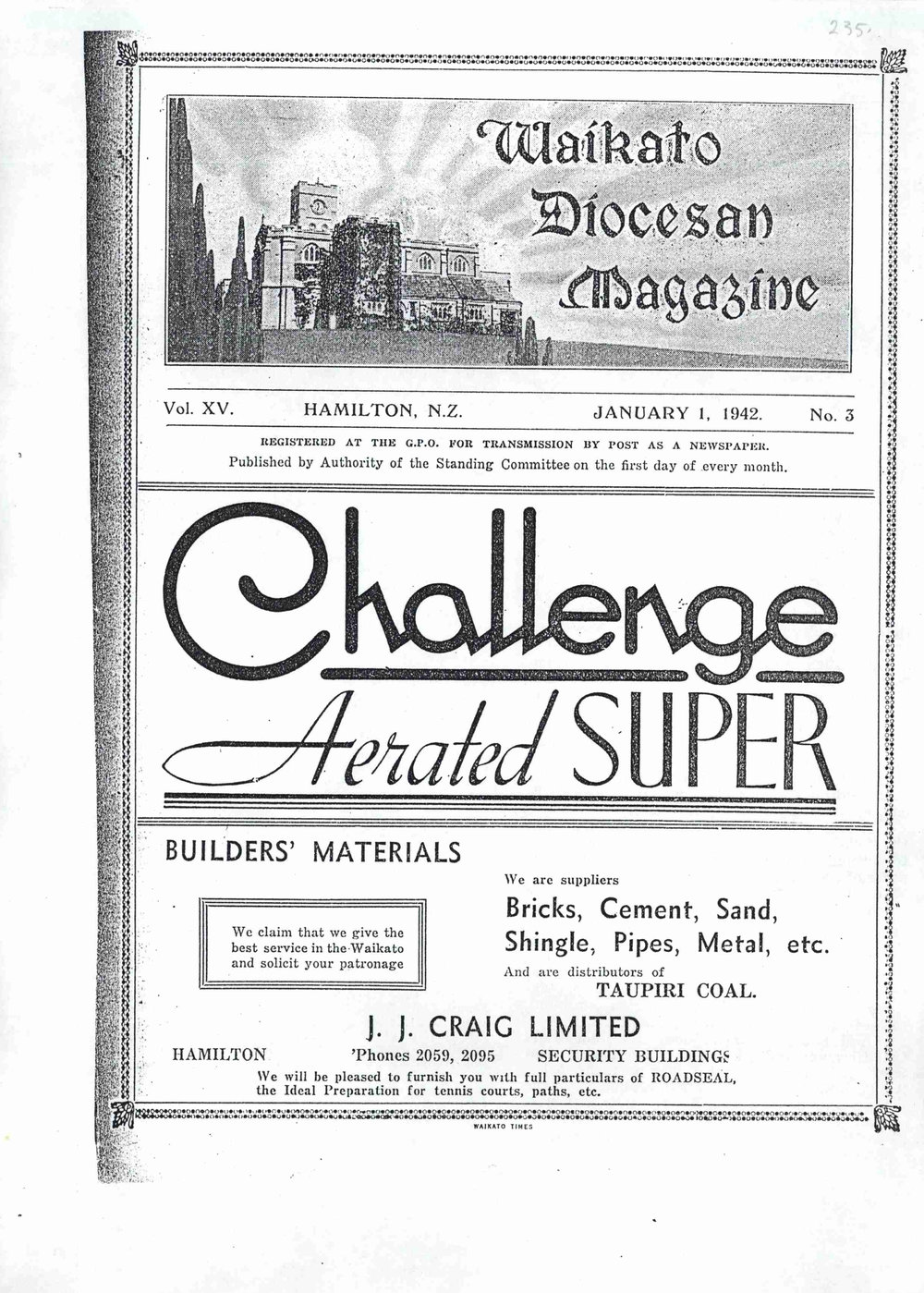 Waikato Diocesan Magazine January 1942