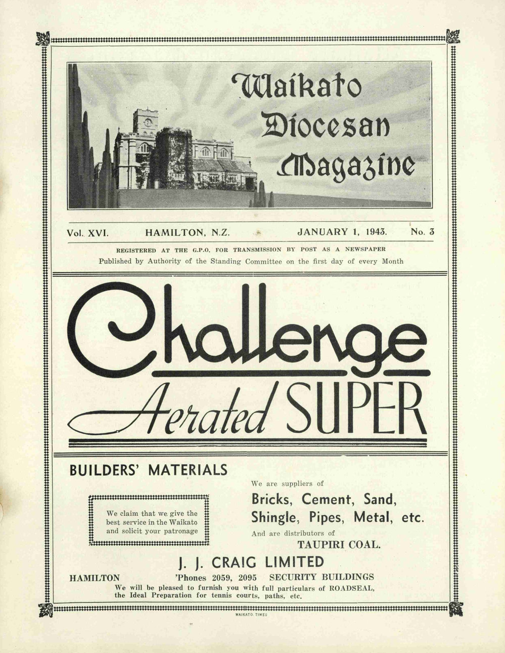 Waikato Diocesan Magazine January 1943