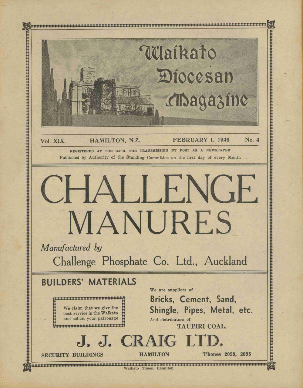 Waikato Diocesan Magazine February 1946