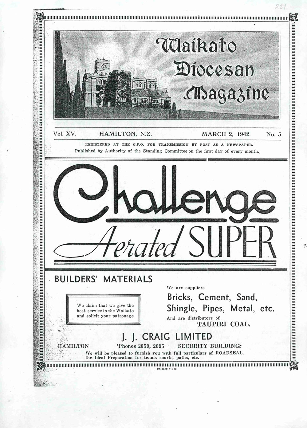 Waikato Diocesan Magazine March 1942