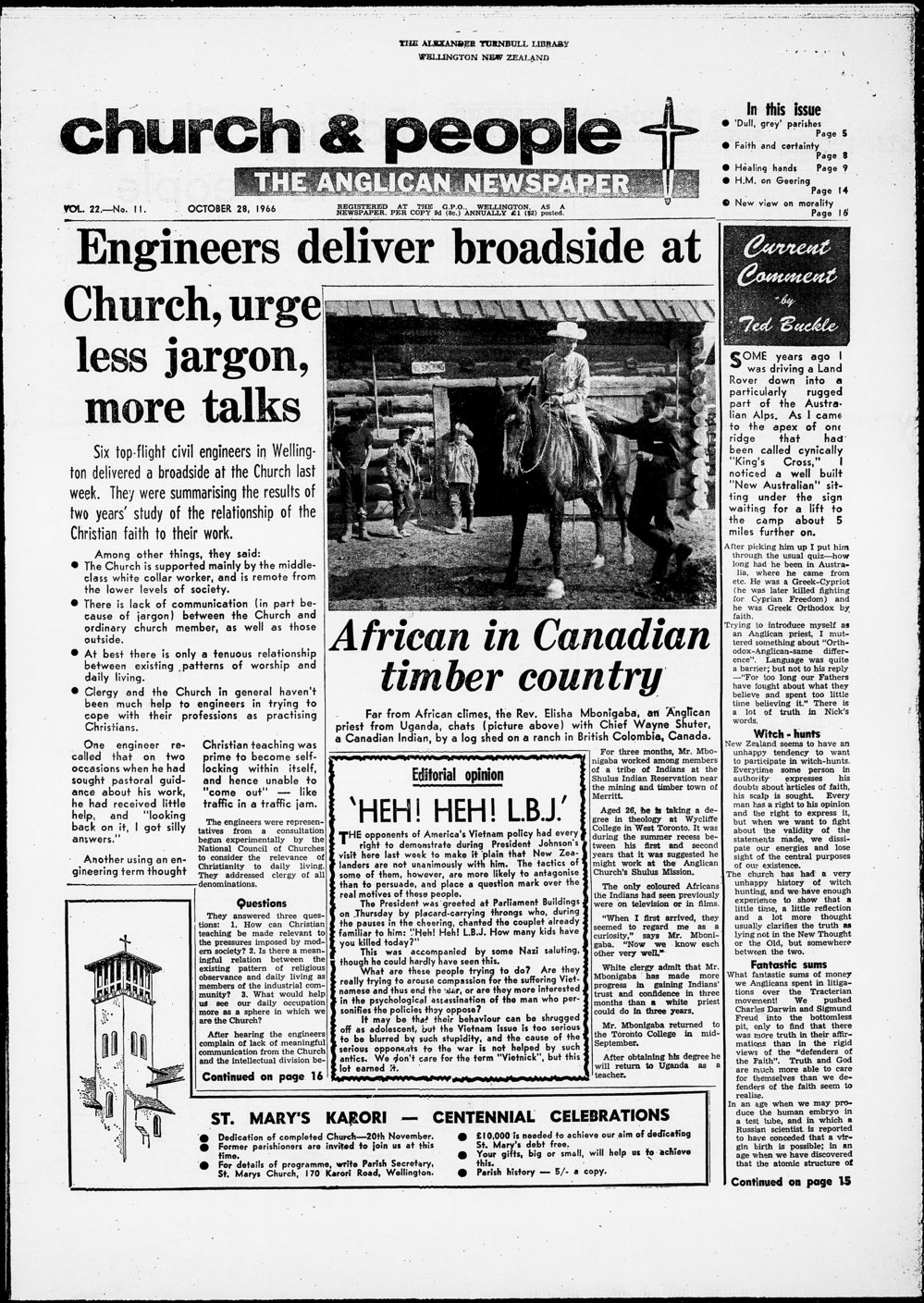 Church &amp; People: 28th October 1966