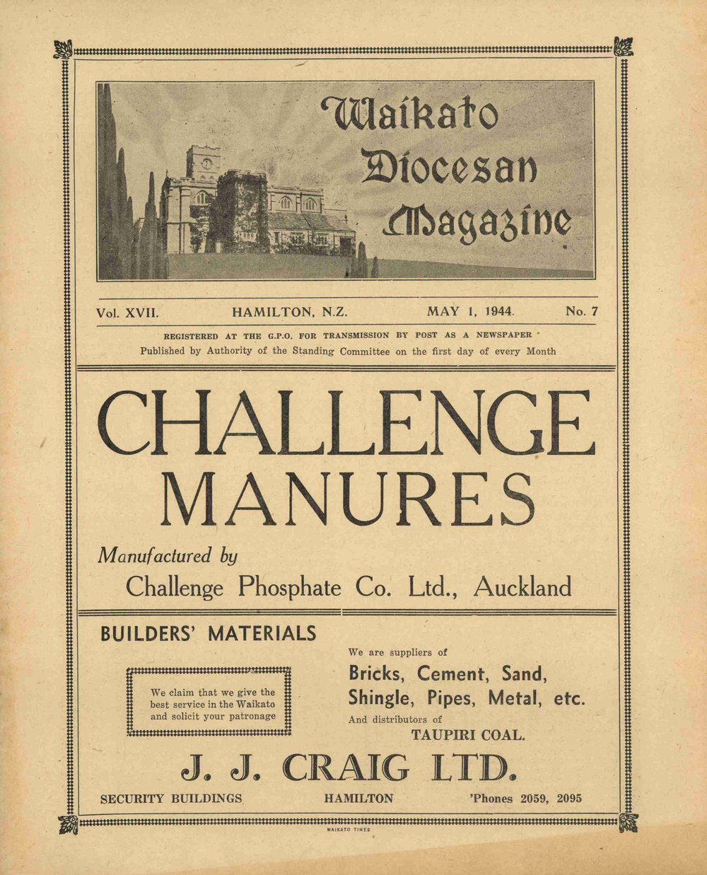 Waikato Diocesan Magazine May 1944