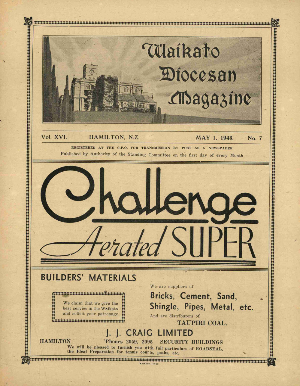 Waikato Diocesan Magazine May 1943
