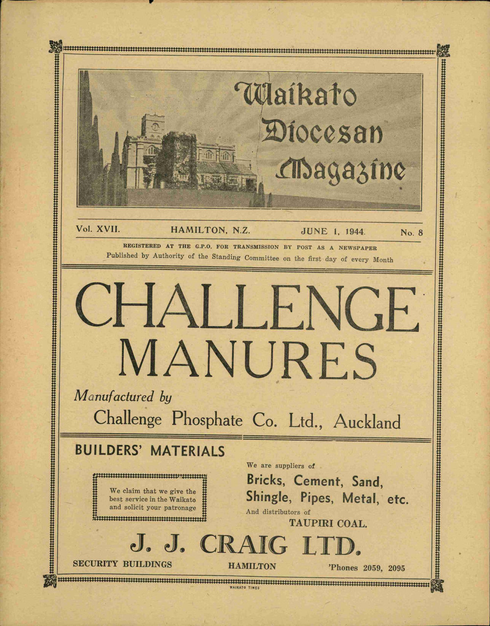 Waikato Diocesan Magazine 1944
