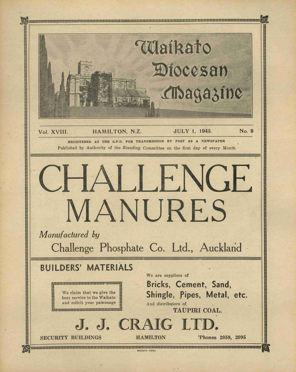 Waikato Diocesan Magazine July 1945
