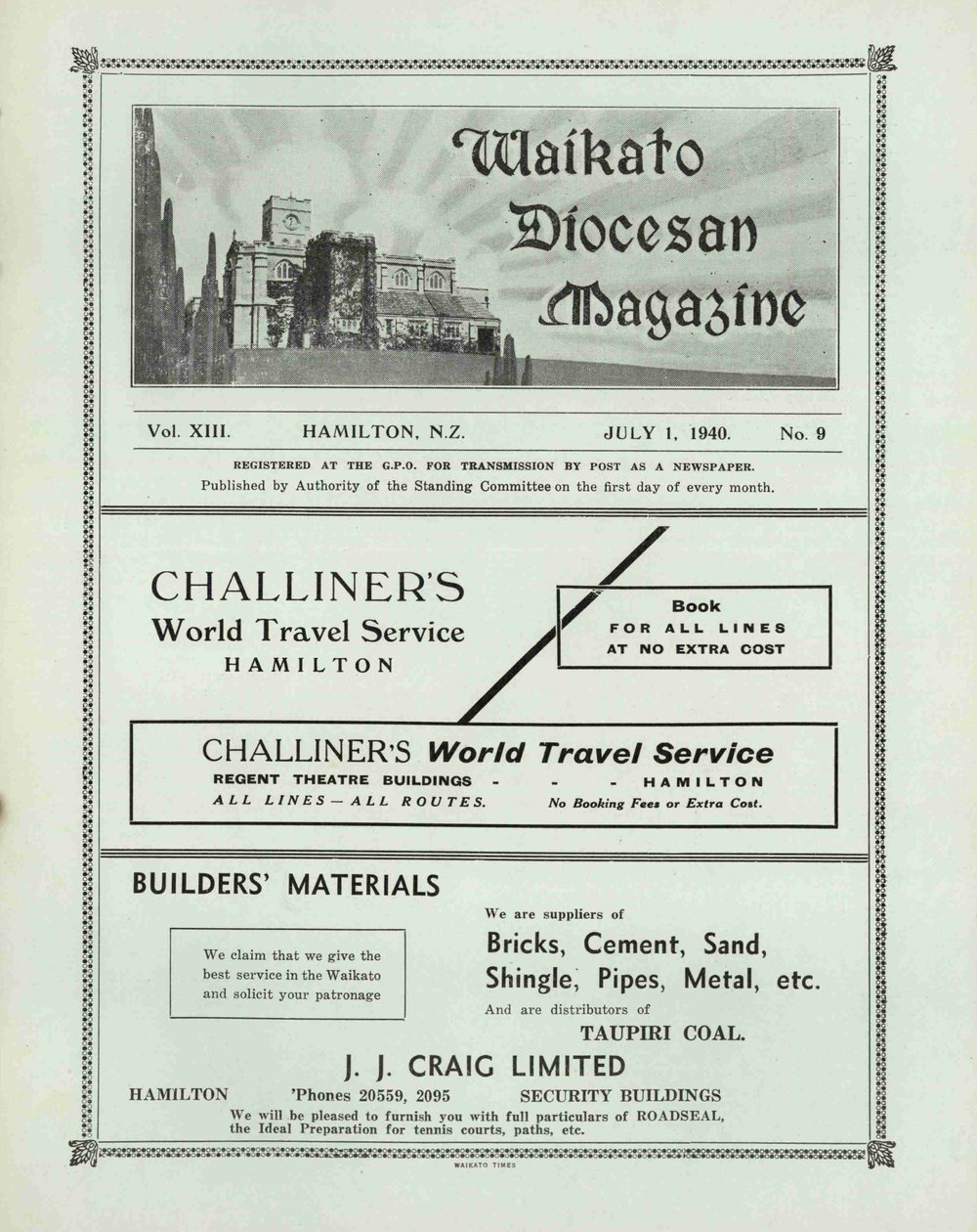 Waikato Diocesan Magazine July 1940
