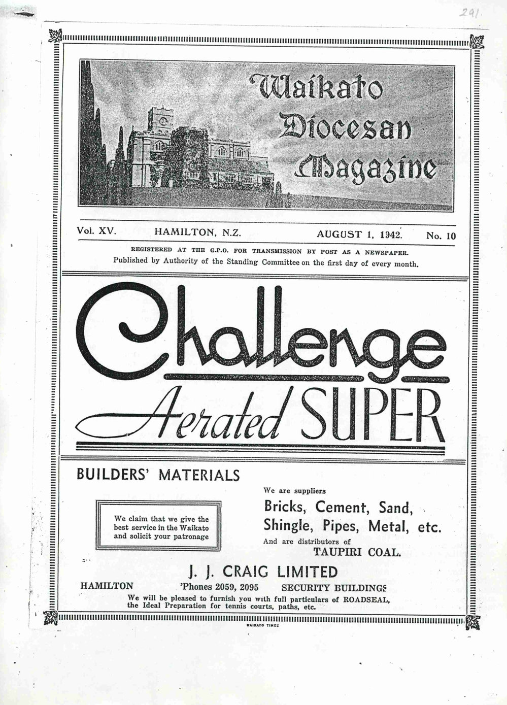 Waikato Diocesan Magazine August 1942