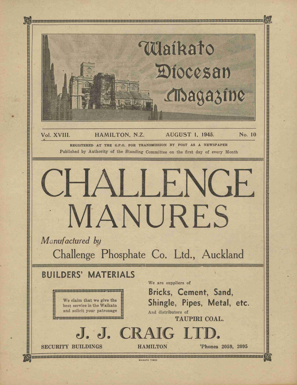 Waikato Diocesan Magazine August 1945