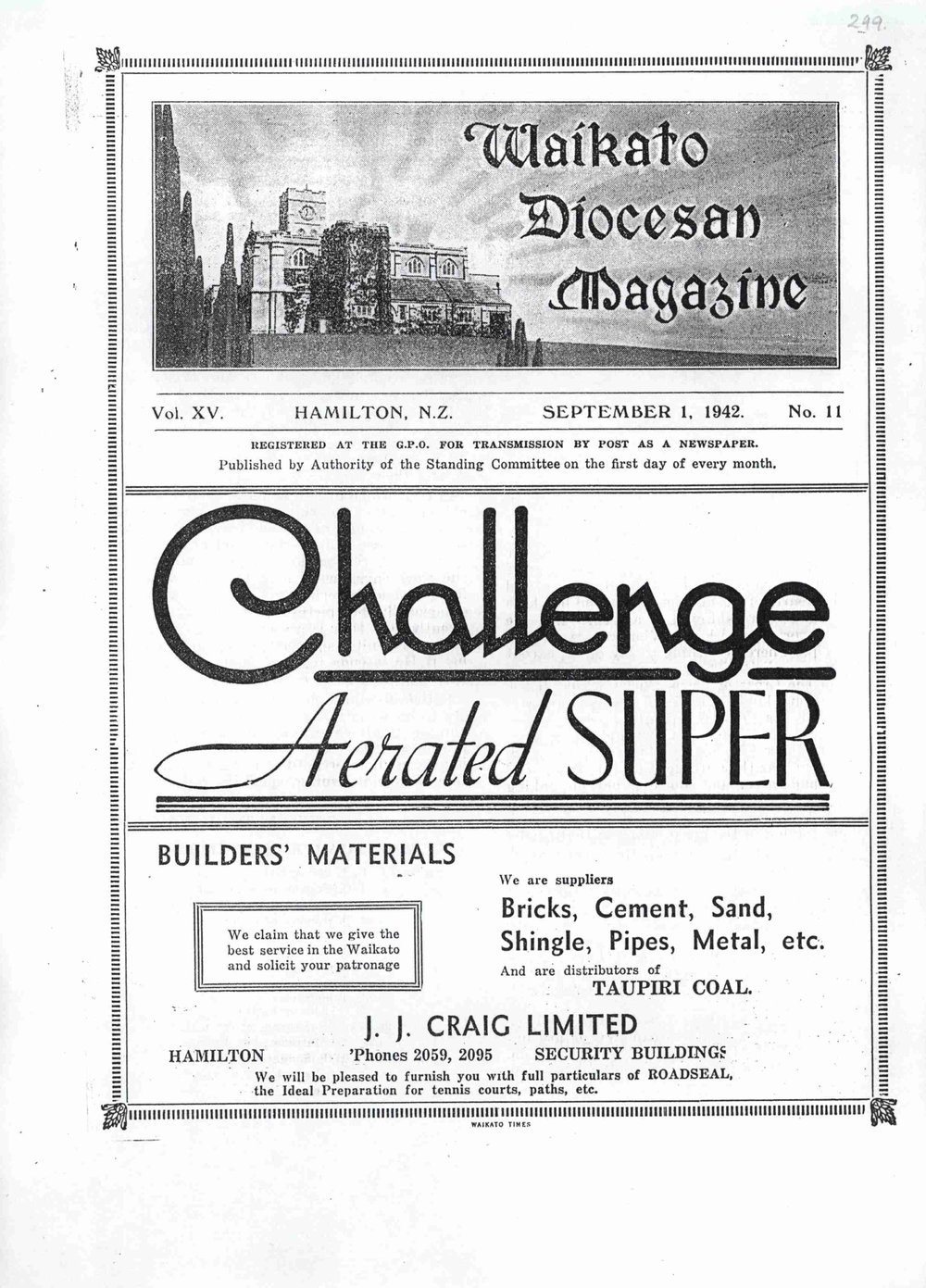 Waikato Diocesan Magazine September 1942