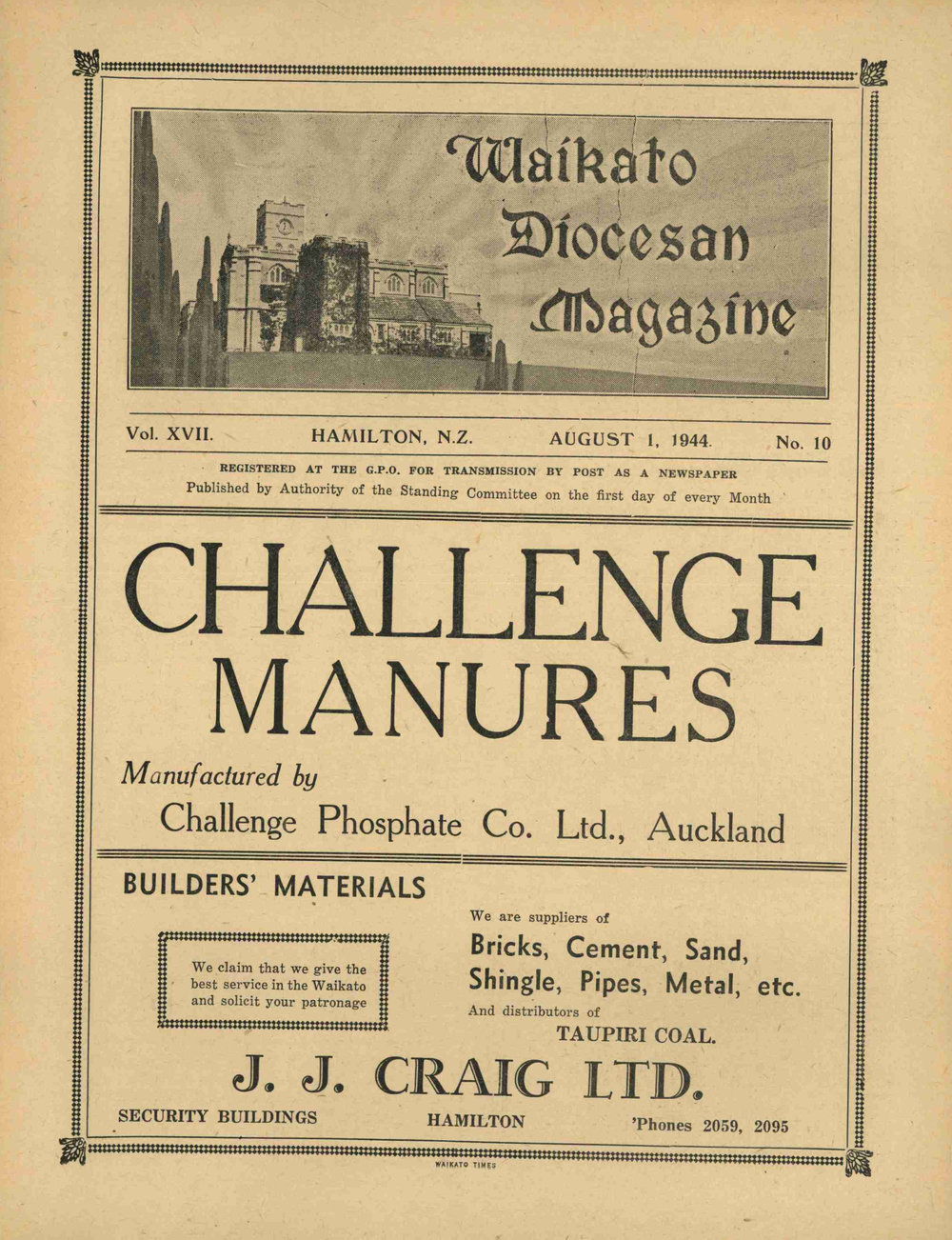 Waikato Diocesan Magazine August 1944