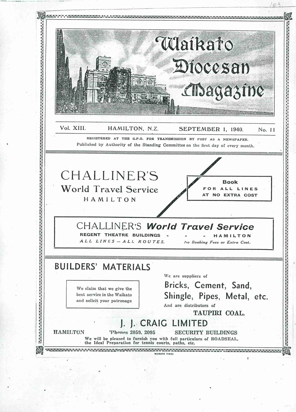 Waikato Diocesan Magazine September 1940