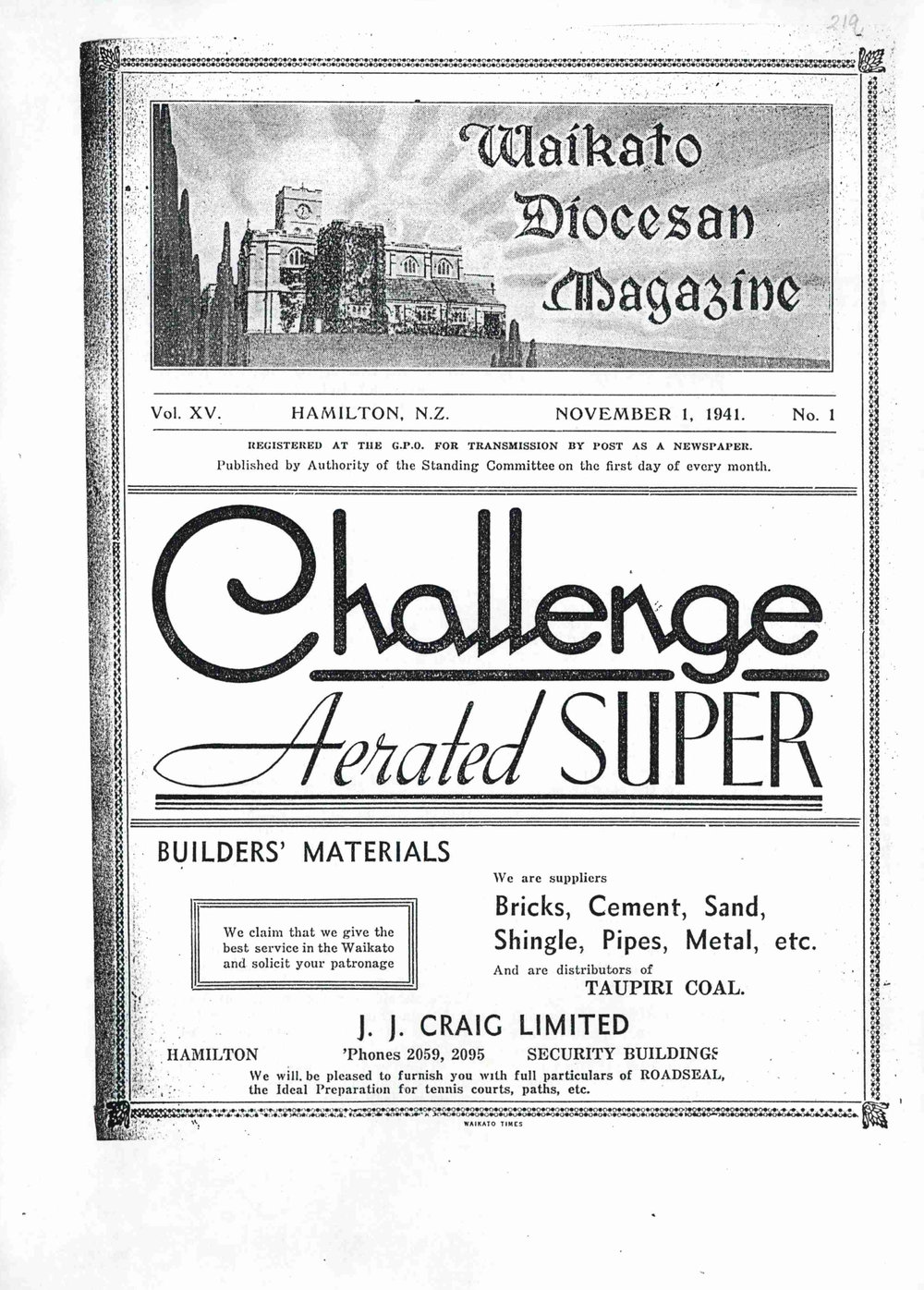 Waikato Diocesan Magazine November 1941