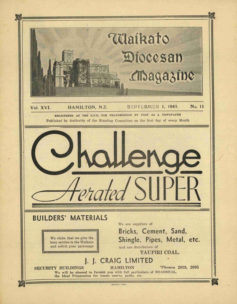 Waikato Diocesan Magazine September 1943