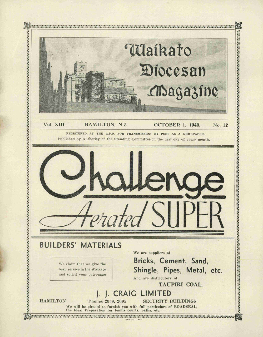 Waikato Diocesan Magazine 1940