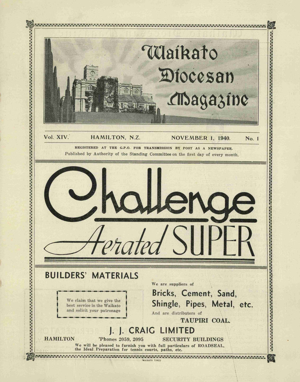 Waikato Diocesan Magazine November 1940