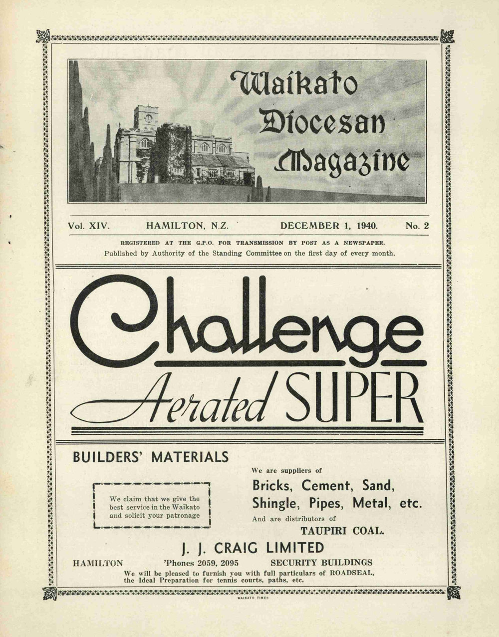 Waikato Diocesan Magazine December 1940
