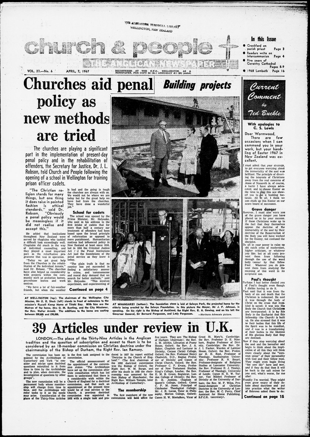 Church &amp; People: 7th April 1967