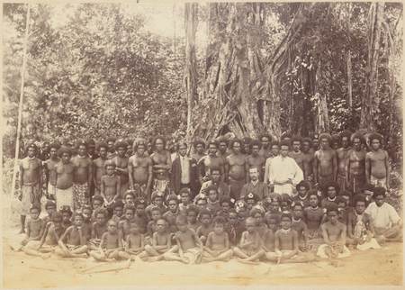Group of Melanesians in Front of Trees