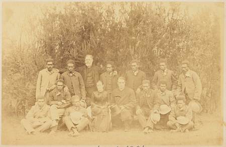 Bishop John Richardson Selwyn and wife with a group from the Mission