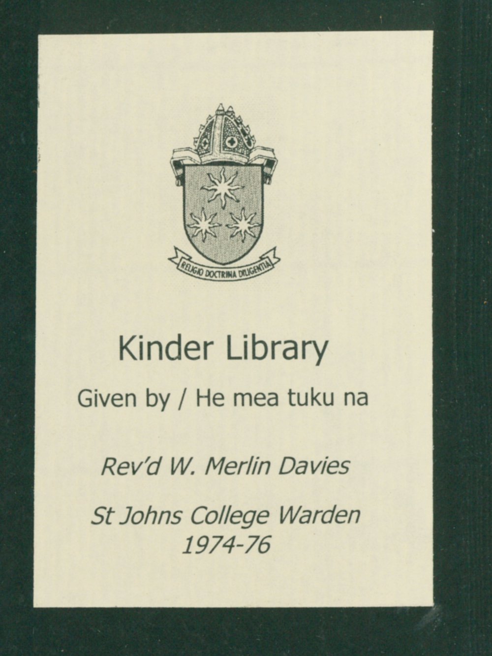 Rev'd W. Merlin Davies