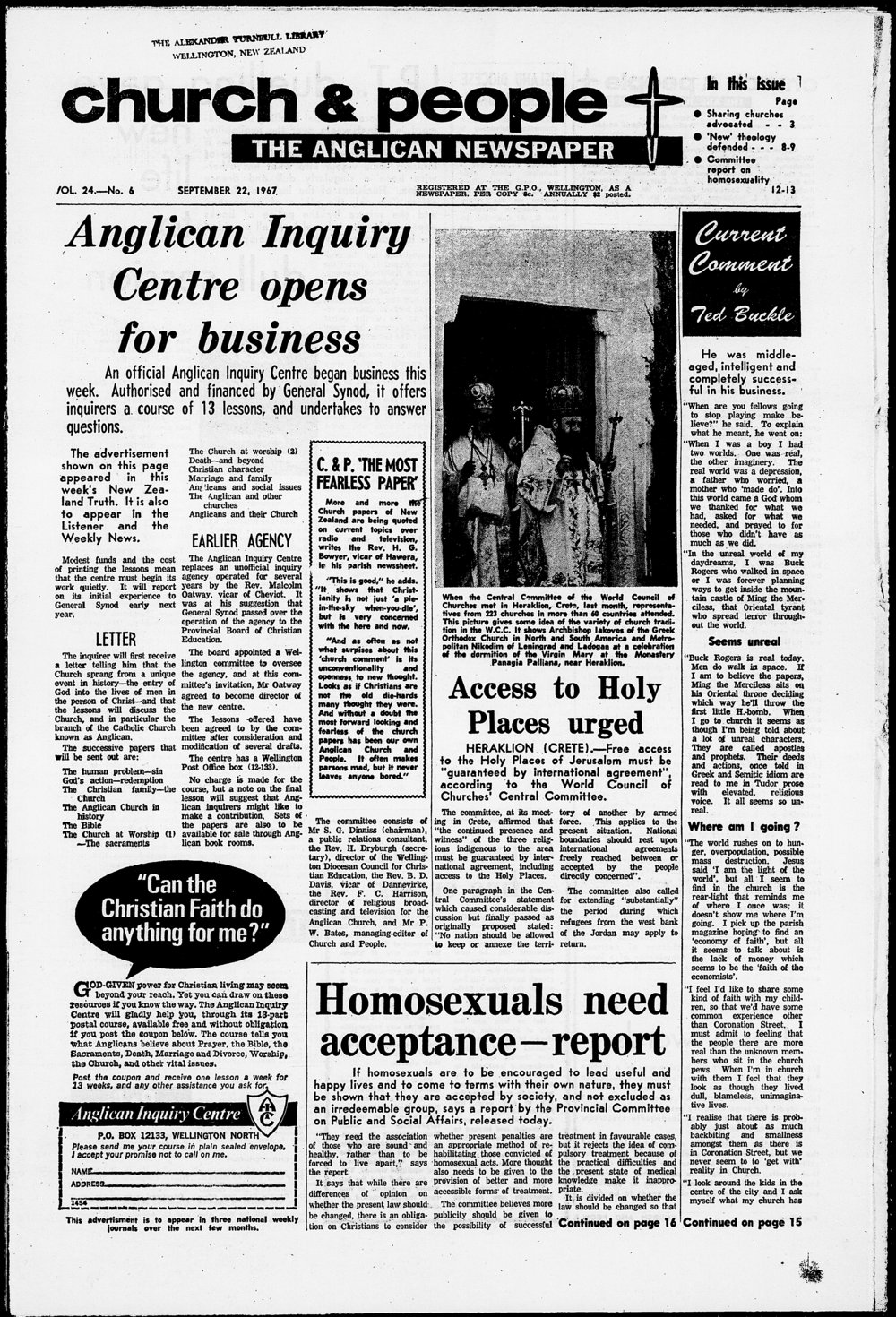 Church &amp; People: 22nd September 1967