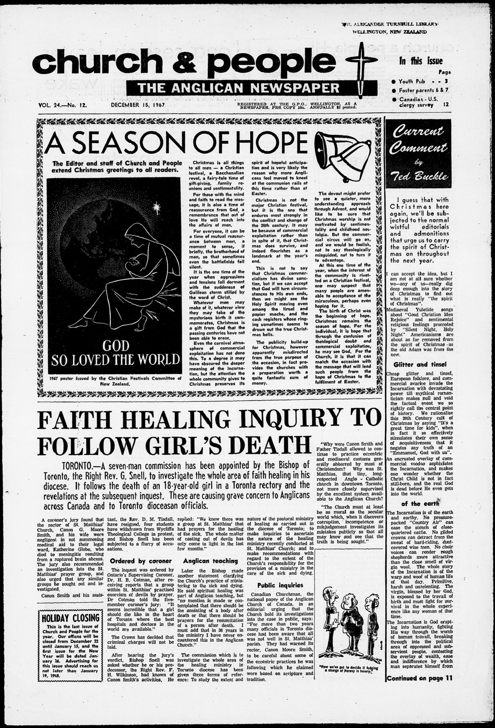 Church &amp; People: 15th December 1967