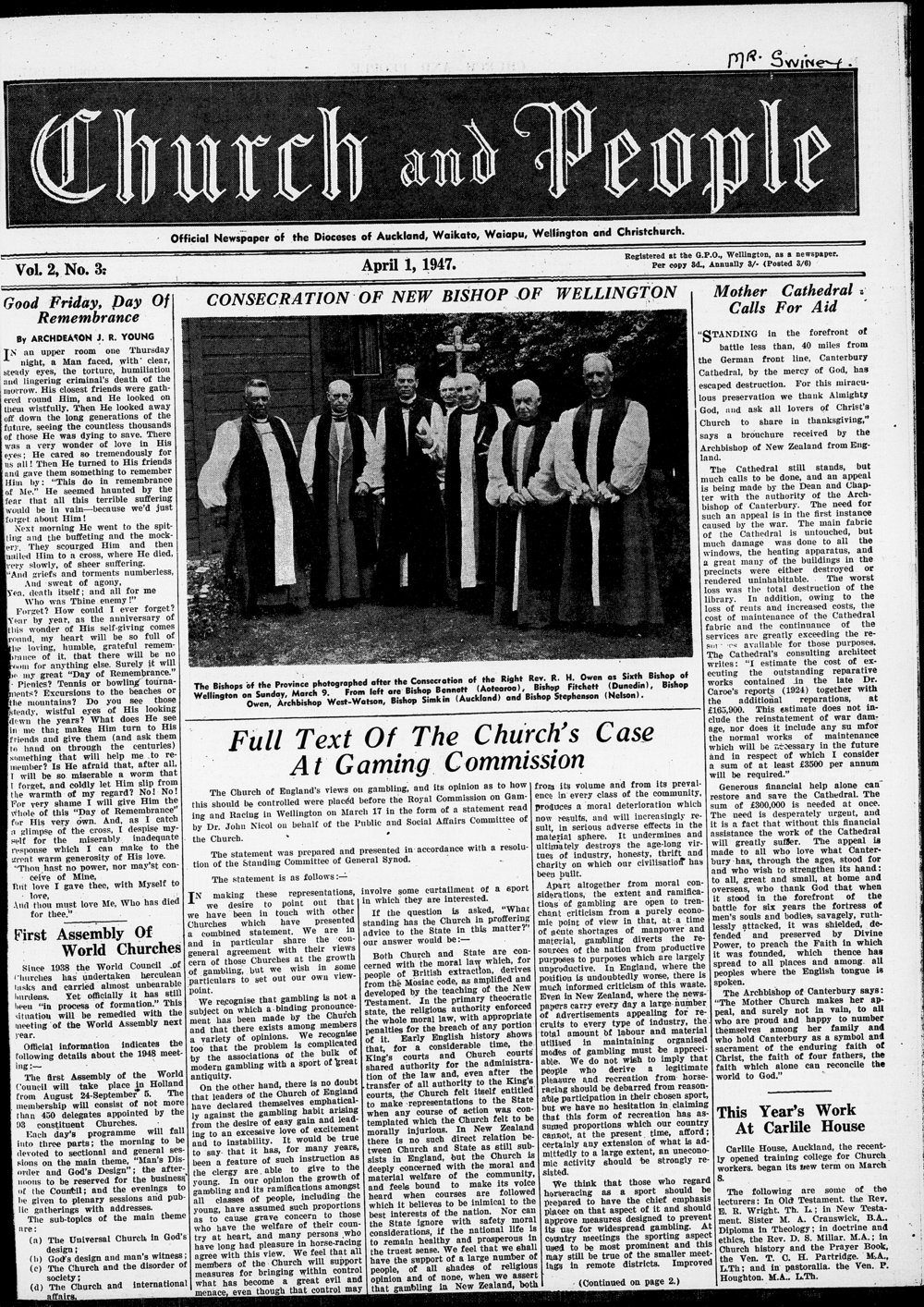 Church &amp; People: April 1947