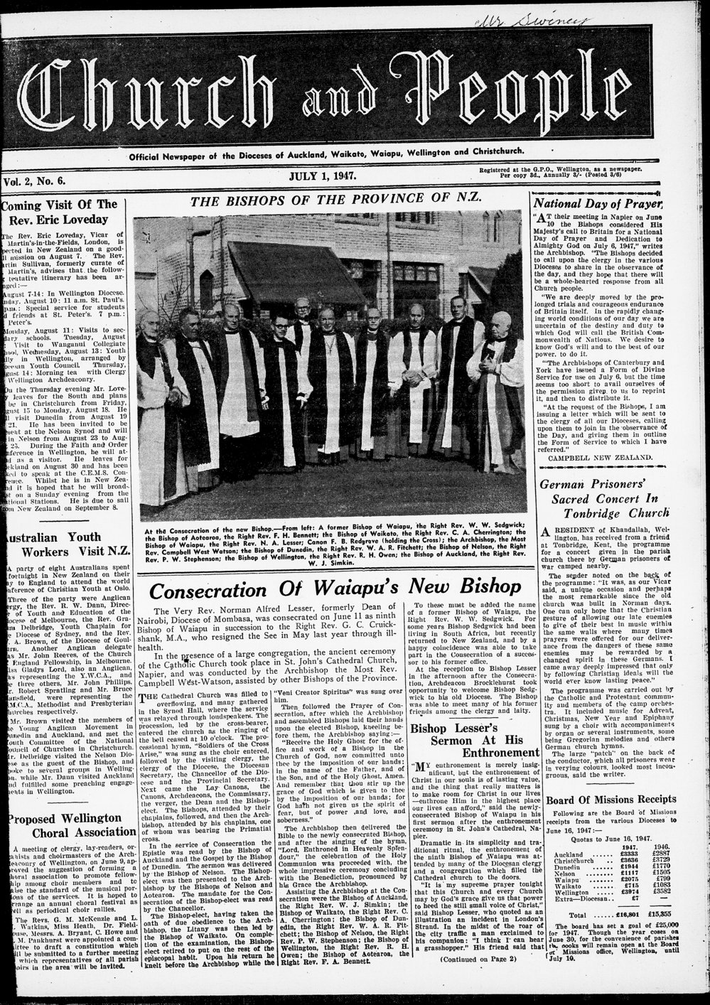Church &amp; People: July 1947