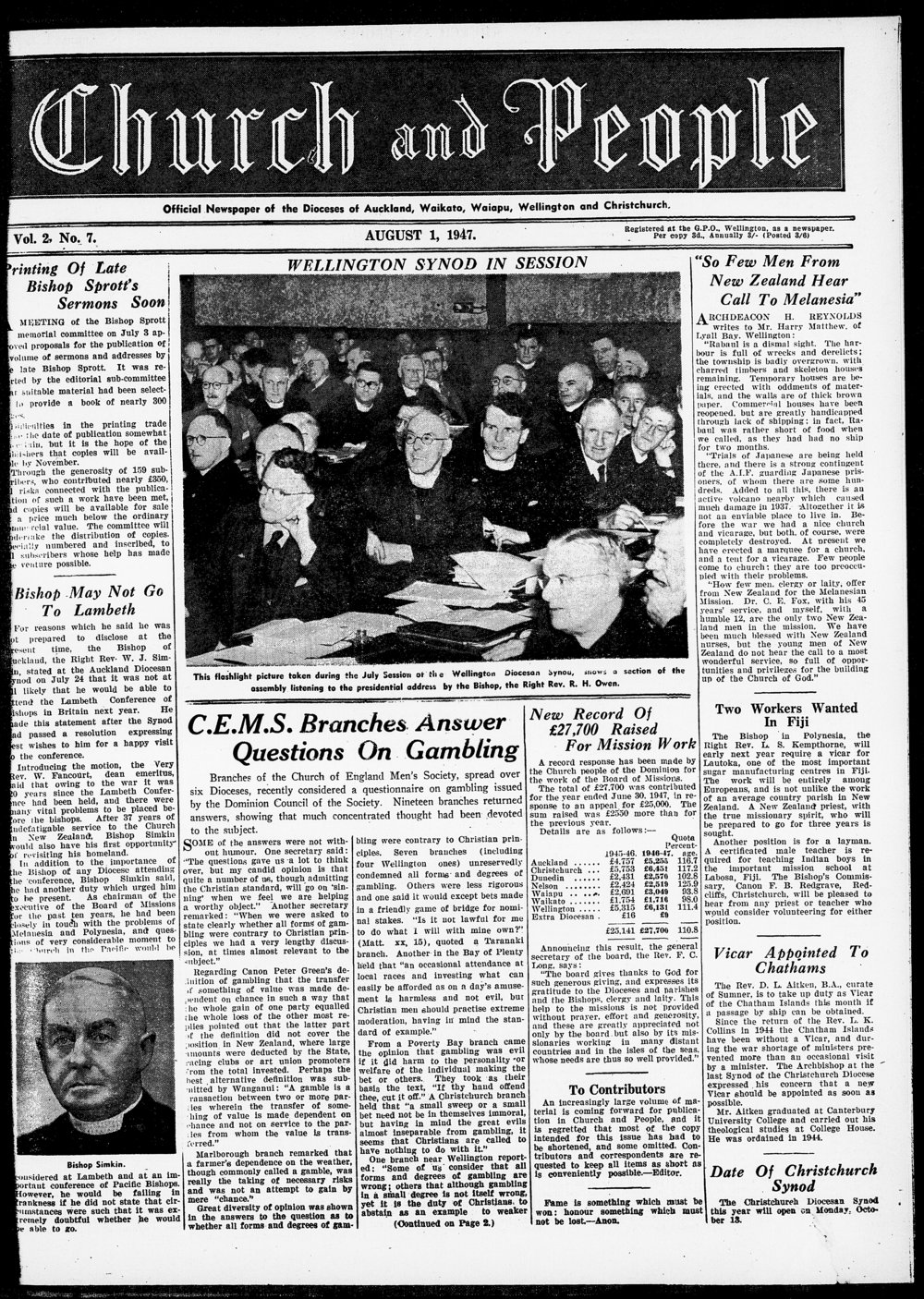 Church &amp; People: August 1947