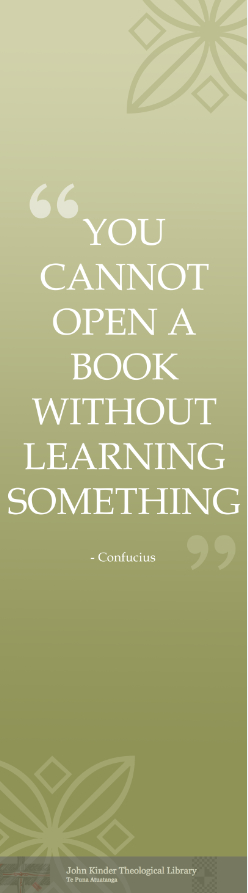 John Kinder Theological Library Bookmark