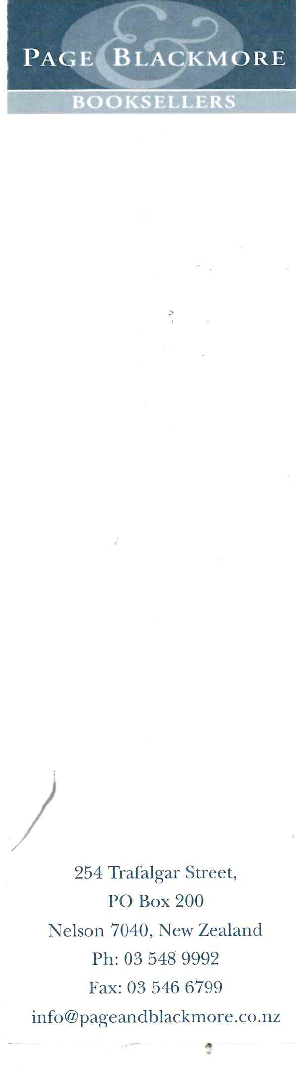 Page &amp; Blackmore Booksellers Bookmark
