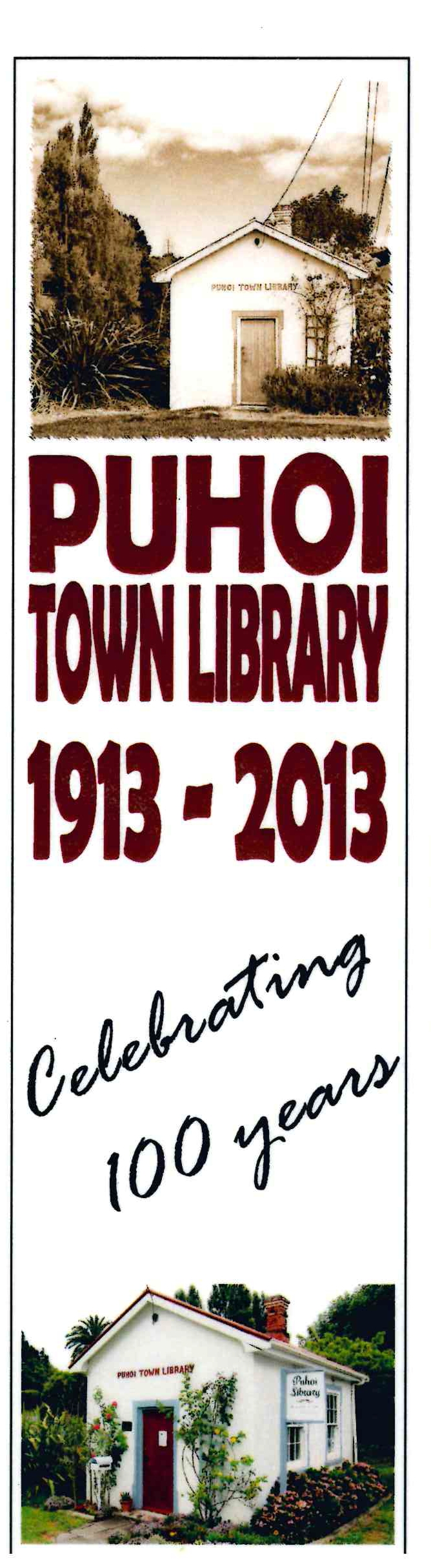 Puhoi Library Centennial Bookmark