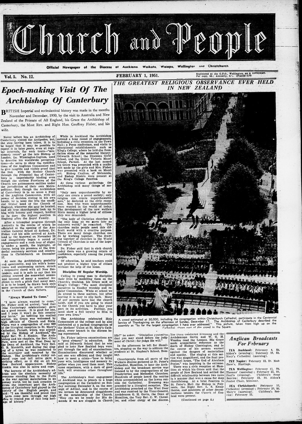 Church &amp; People: February 1951