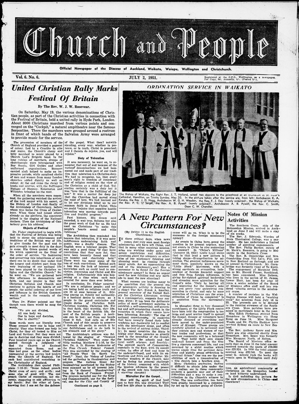 Church &amp; People: July 1951