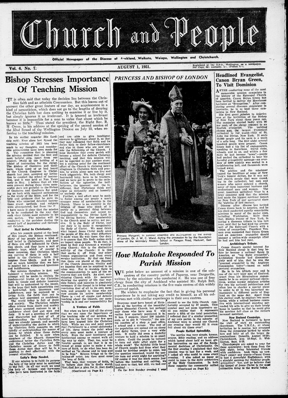 Church &amp; People: August 1951