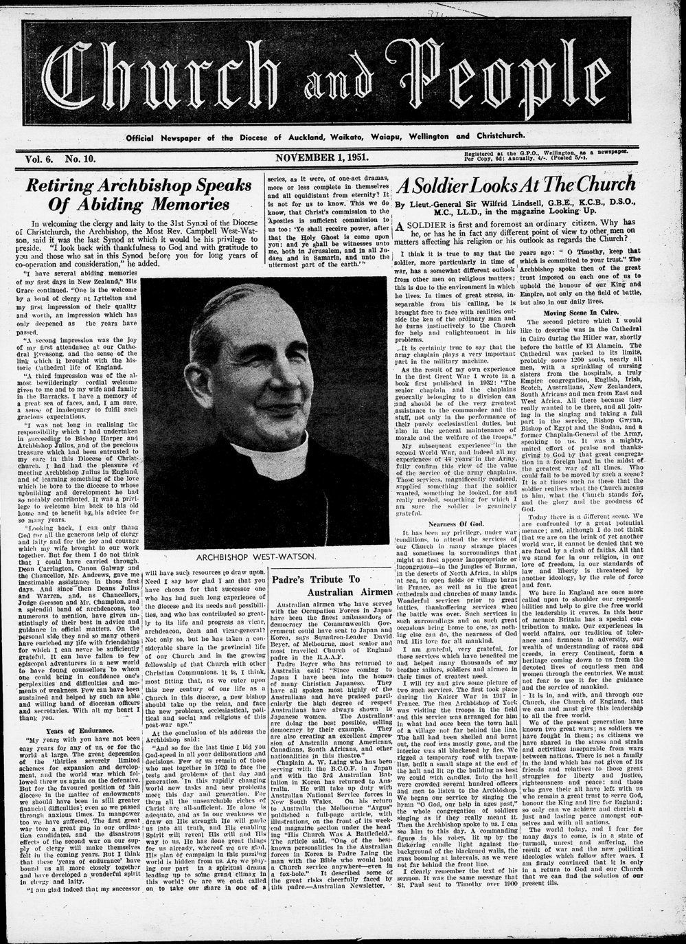 Church &amp; People: November 1951