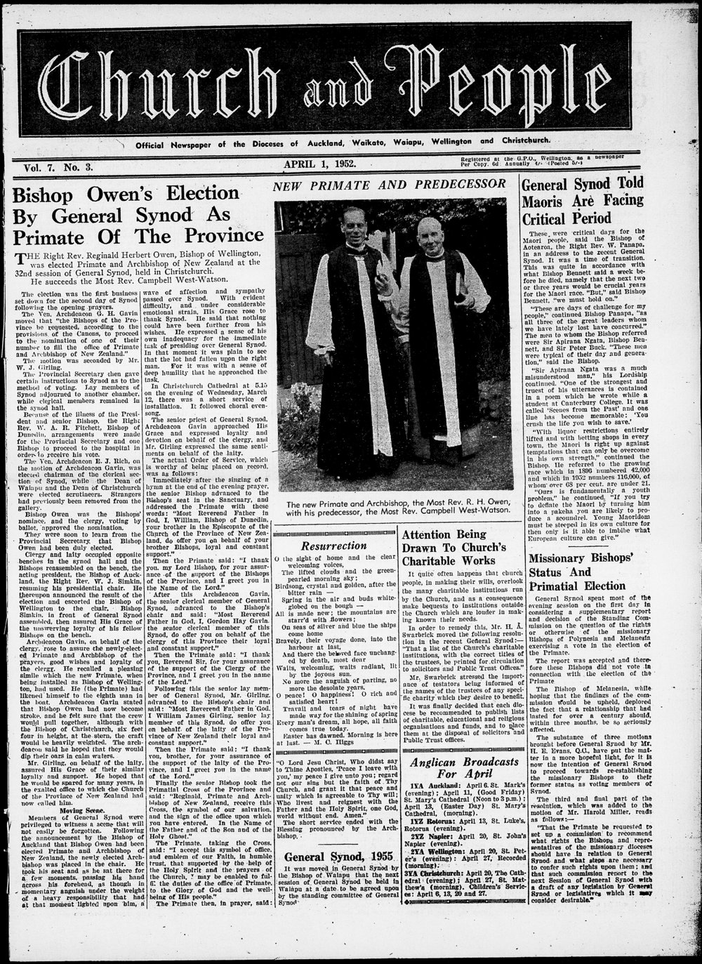 Church &amp; People: April 1952