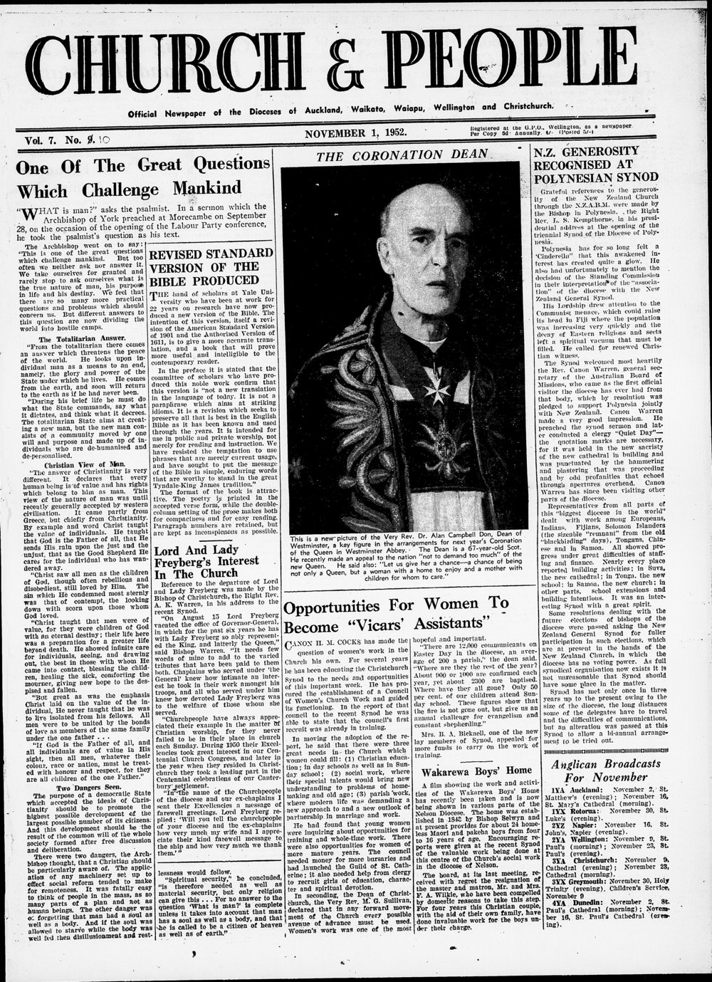 Church &amp; People: November 1952