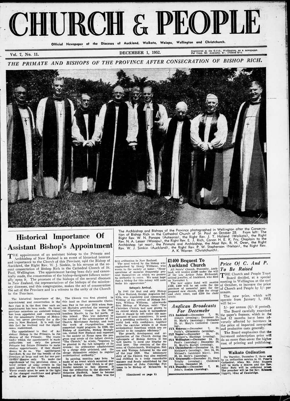 Church &amp; People: December 1952